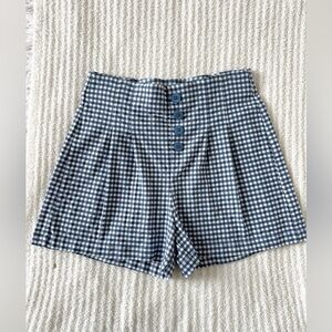 Shinestar High Waist Blue and White Gingham Shorts